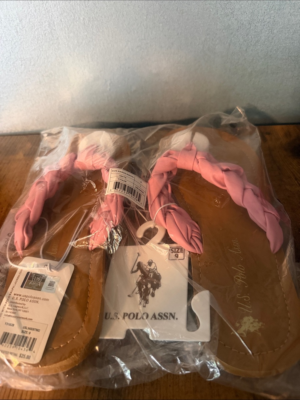 U.S. Polo Assn. Pink Braided Strap Women's Flip Flop Sandals